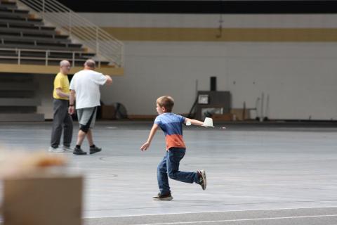 Young Caleb Finn tests his AMA Hand Launched Glider at the Round Valley Dome on Tuesday, May 24.
