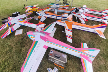 How many 2-meter airplanes can you get under the tent during a rain delay?