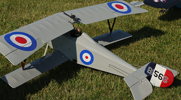 Allen Goff’s F4B Nieuport 11 with a gas-powered engine.