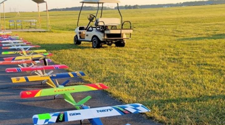 The early morning lineup of models waiting for their test flying slot.  Tim Lampe photo.