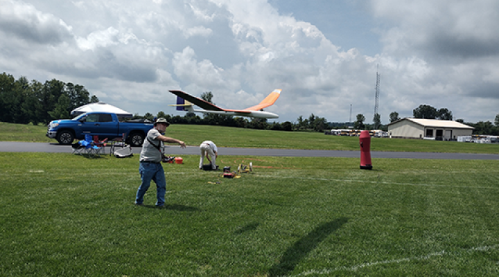 John Marien tossing his Catalina XC sailplane.