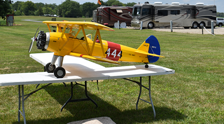 A colorful Stearman of Tim Dickey on the table for static judging.