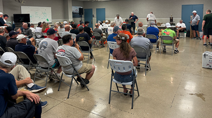 A room full of eager pilots ready for the “official” pilot meeting.