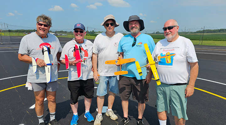 The Class 1 Mouse Race winners (L-R): Patrick Hempel, the author, Bill Bischoff, Doug Mayer from California, and Mike Hazel.