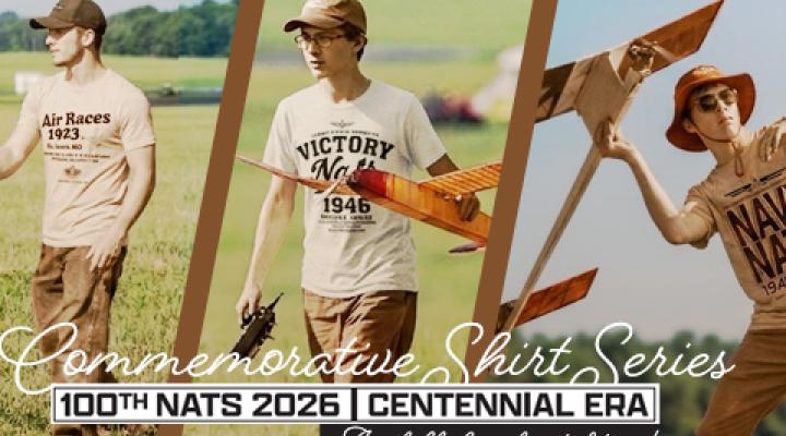 Commemorative shirt series promotional graphic with men in a field.